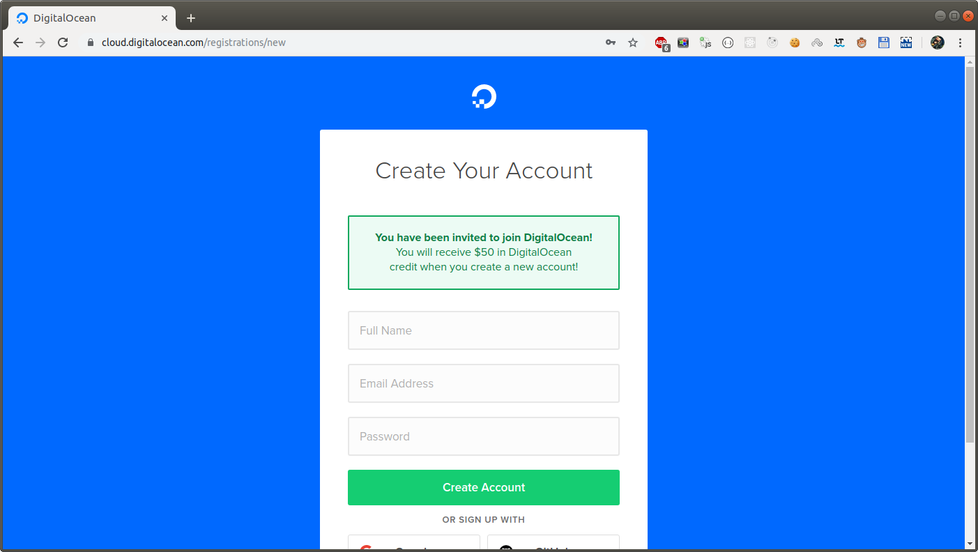 DigitalOcean промо на $50